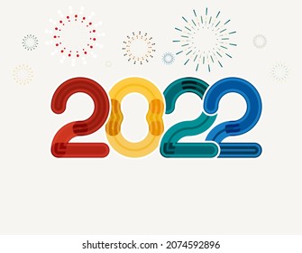 happy new year, colored 2022 numbers, design elements for new year decor, 2022 vector