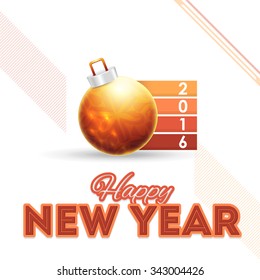 Happy New Year Colorful 2016 Stylish Text and Christmas Ball