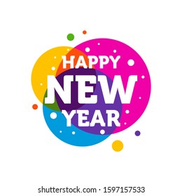 Happy New Year colorful banner, logo for your seasonal holidays flyers, greetings and invitations, christmas themed congratulations and cards.Template for brochures, business diaries.