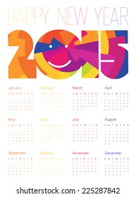 Happy New Year Colorful Calendar 2015 Design. Vector.