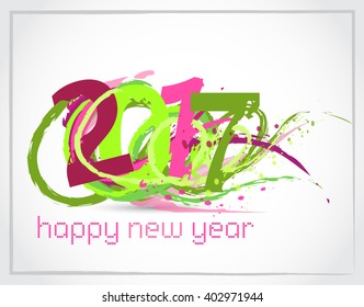 Happy new year. Colorful cartoon design. Vector simple style illustration. Isoleted.
