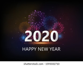 Happy New Year with colorful fireworks