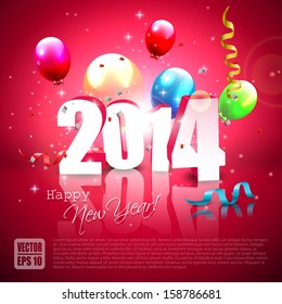 Happy new Year- colorful greeting card with flying balloons 