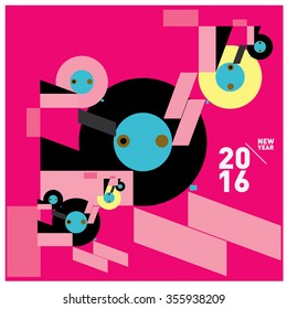 Happy new year colorful greeting card or poster design 2016