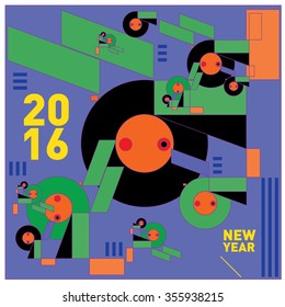 Happy new year colorful greeting card or poster design 2016