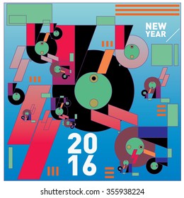 Happy new year colorful greeting card or poster design 2016