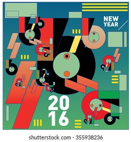 Happy new year colorful greeting card or poster design 2016