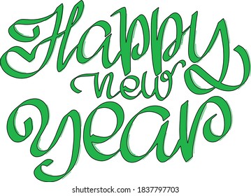 Happy New Year. Colorful letter in modern style on white background. Vector illustration design. Simple modern design. Vector illustration art. Handwritten brush lettering. 