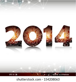 Happy New Year colorful triangular 2014. Design vector illustration