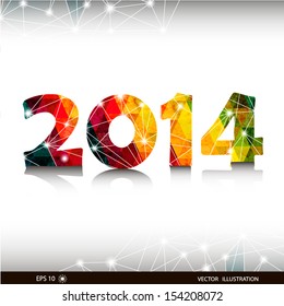 Happy New Year colorful triangular 2014. Design vector illustration