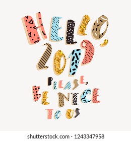 Happy new year colorful vector card. Funny and cute new 2019 year illustration. Vector illustration for your graphic design.