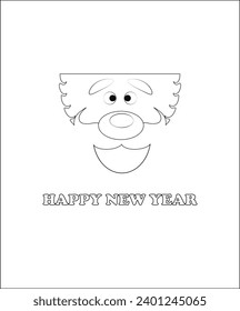 Happy new year coloring page | coloring book page | line art for kids and adults