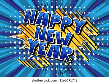 Happy New Year - Comic book style word.