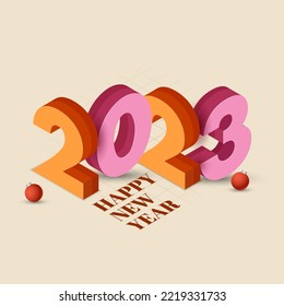 Feliz Concepto De Año Nuevo Con Número 3D 2023 Y Balbuceos De Fondo Beige.