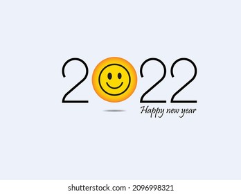 Happy new year concept. happy face icon with 2022. smile face and 2022. vector illustrations