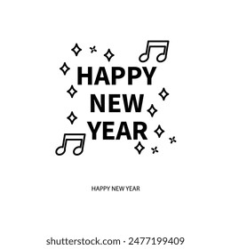 icono de línea de concepto de feliz año nuevo. Ilustración simple del elemento. diseño del símbolo del esquema del concepto del año nuevo feliz.
