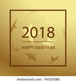 Happy New Year. A congratulatory poster with text and a beacon on a gold background.