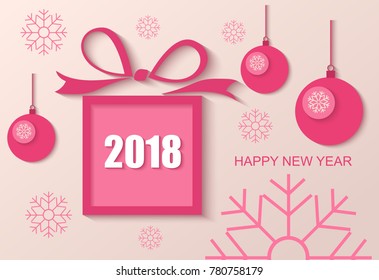Happy New Year. Congratulatory poster.  Paper Cut.