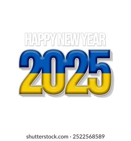 Happy new year with country flag Ukraine