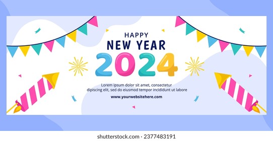 Happy New Year Cover Illustration Flat Cartoon Hand Drawn Templates Background