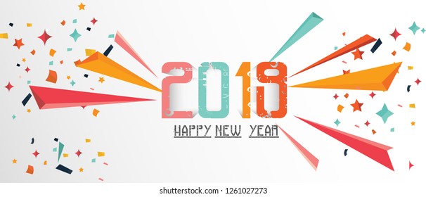 Happy New Year Creative Background 2019 With Christmas Bow - Vector