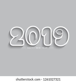 Happy New Year Creative Background 2019 With Christmas Bow - Vector