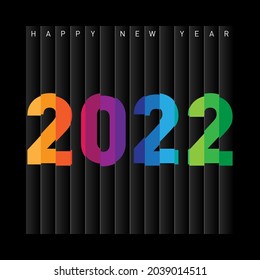 Happy New Year. Creative concept design template with colorful inscription "2022" for celebration and seasonal decoration. Colored trendy background for calendar, greeting card, banner, diary cover.