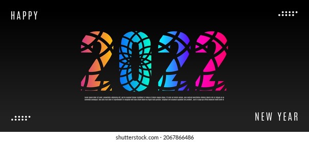 Feliz Año Nuevo. Plantilla de diseño de concepto creativo con números coloridos de 2022. Muy adecuado para fondo, banner, portada, afiche, etc.