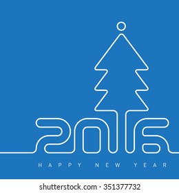 Happy new year. Creative greeting card design template. Universal Vector background with Christmas tree.