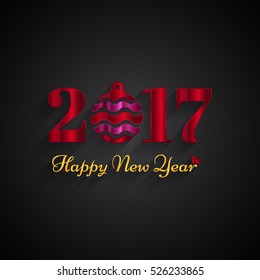 Happy new year creative red color 2017 on black Background
