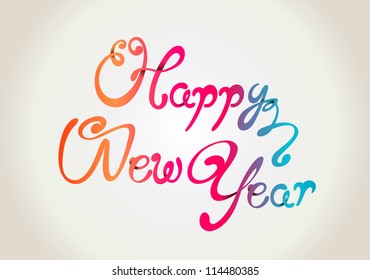 Happy New Year curly hand letters