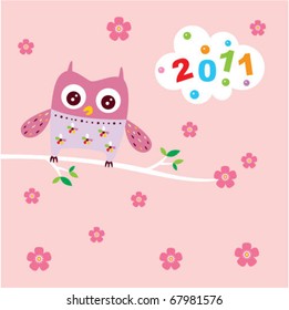 happy new year cute owl 2011