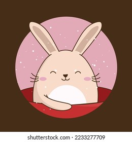 Happy New Year. Cute rabbit cartoon
icon