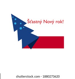 Happy new year in Czech. New year's design in the colors of the national flag of the Czech Republic. For postcard, poster, banner, print, social media. Color vector flat illustration.