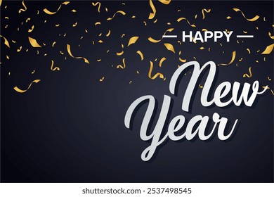 Feliz Año Nuevo Fondo oscuro con confeti