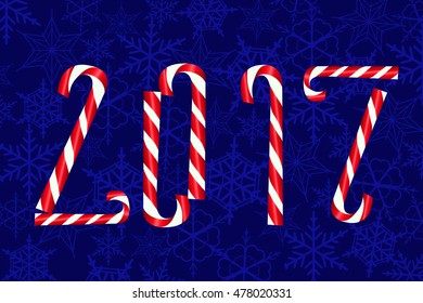 happy new year  dark blue card with Christmas candies