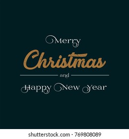 Happy New Year. dark blue background. White text. Handwritten. Merry Christmas vector text Calligraphic Lettering design. Creative typography for Holiday Greeting Gift Poster. Calligraphy Font Style