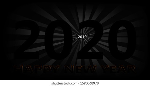 Happy New Year date 2020 on a black background