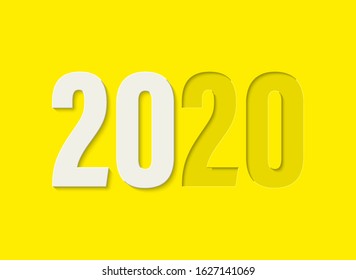 Happy New Year date 2020 background. Greeting card Fonts flyer banner. Celebrate brochure icon