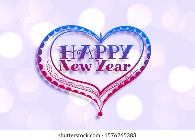 happy new year decorative heart doodle background