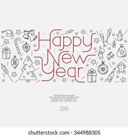 Happy New Year decorative illustration. Flat design.