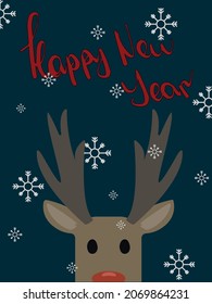 happy new year deer card