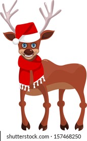 Happy new year deer isolated on white