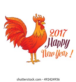 Happy New Year design . Chinese Symbol Red Rooster of 2017.