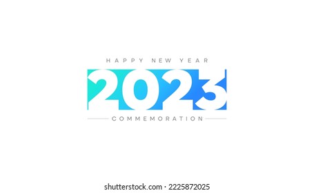 The happy new year design concept. 2023 minimal logotype style with blue gradient composition.