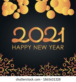 happy new year design with decorative snowflakes and balls over black background, vector illustration