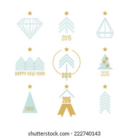 Happy new year design elements white background