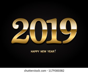 Happy new year design layout on black background with 2019. Vector illustration