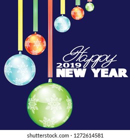 Happy new year design layout on dark blue background with 2019. Vector illustration