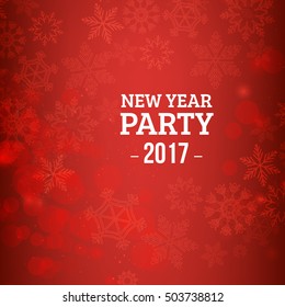 Happy new year design layout on red background with 2017. Gold confetti, gold number. New year. Christmas.